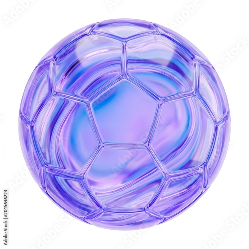 3D Glass Soccer Ball Icon Isolated on White Background