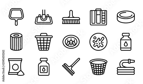 Obraz na płótnie 15 Cleaning Icons Vector Set, Household Chores & Maintenance Tools Collection