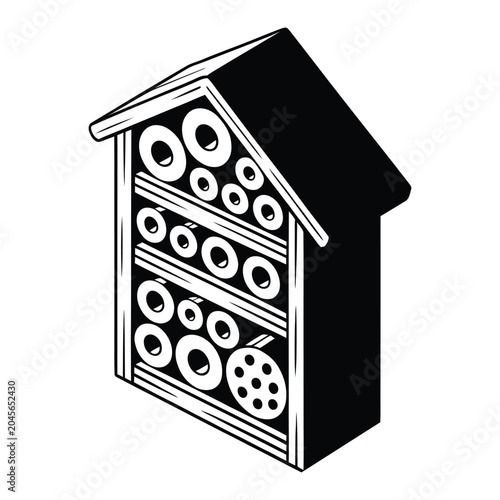 Bee Hotel for Pollinators Vector, Silhouette, Illustration