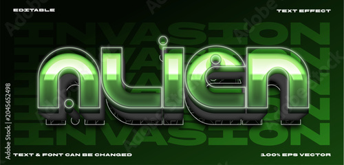 Fotografie Alien Invasion Editable Text Effect with Radioactive Green Glow