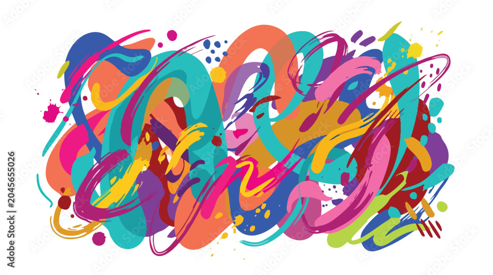Obraz premium Vibrant abstract painting background with colorful brushstrokes and artistic splatters on a white backdrop for creative design projects and modern art decor