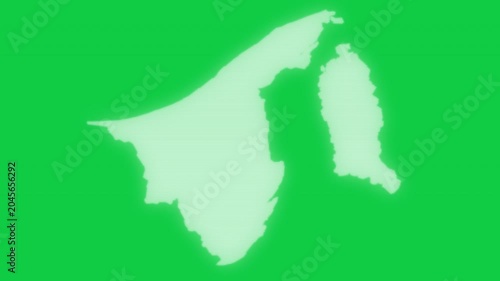 Brunei VHS old screen effect map pop animation green background