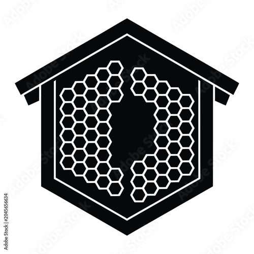 Close-Up Hexagon Pattern Bee Hotel Front View Vector, Silhouette, Illustration