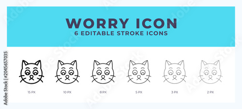 Foto Worry cat icon set with different stroke