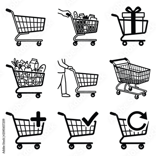 Shopping Cart Icons Collection Vector Illustration.