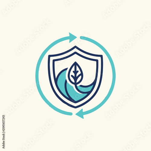 Water conservation sustainability recycling shield icon vector