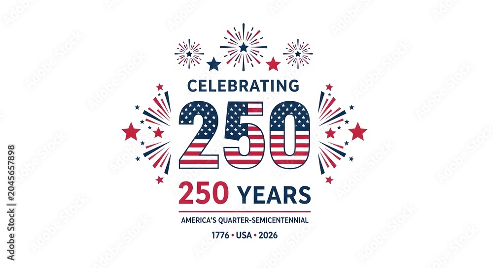 Obraz premium America 250 years anniversary celebration graphic with transparent background