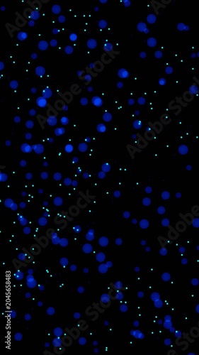 Abstract Blue Cosmic Fluid Particles Motion Background with Real Depth of Field and Turbulent Nebula Swirl Loop 4k
