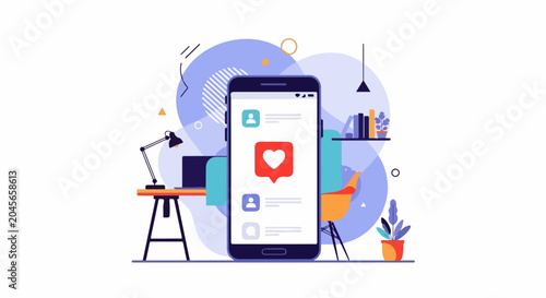 Smartphone with social media app.