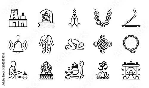 Photos Hinduism Icons Set, Religious Symbols Collection, Spiritual Worship Elements, 15
