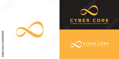 Slika na platnu A minimalist logo for technology solutions featuring an abstract infinity loop to symbolise continuous support, seamless connectivity, cyber resilience, and long-term business partnerships