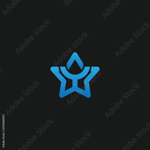 Fotografie blue star logo wit monogram Y on black background