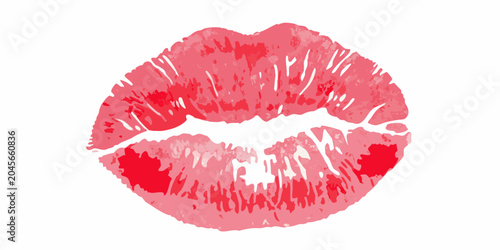 Konstfotografi Red watercolor style lip print on a white background