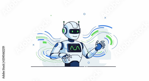 Robot Wearing Virtual Reality Headset.
