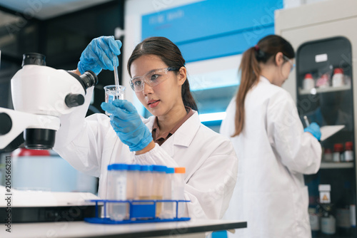 Bilde på lerret Scientist researching plant extracts for antiviral and virus prevention