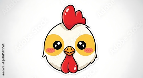 Cute cartoon chicken face closeup.