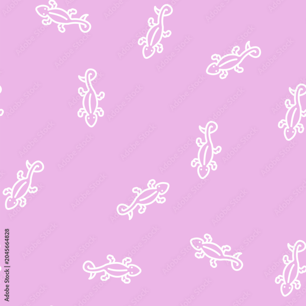 Naklejka premium lizard animal line seamless pattern lizard animal thin line illustration