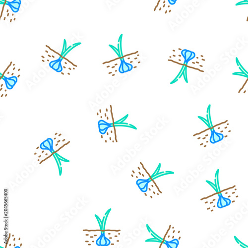 garlic plant vegetable garden vector seamless pattern garlic plant vegetable garden sign illustration