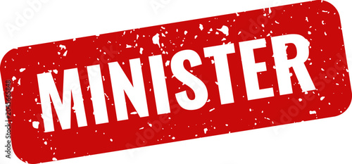 Quadro em tela Red rubber stamp seal with the word minister inside isolated on white background