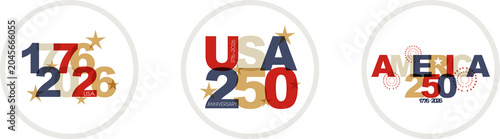 USA 250 badge set. Modern design.