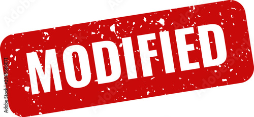 Modified stamp on white background red ink grunge texture for business and legal use