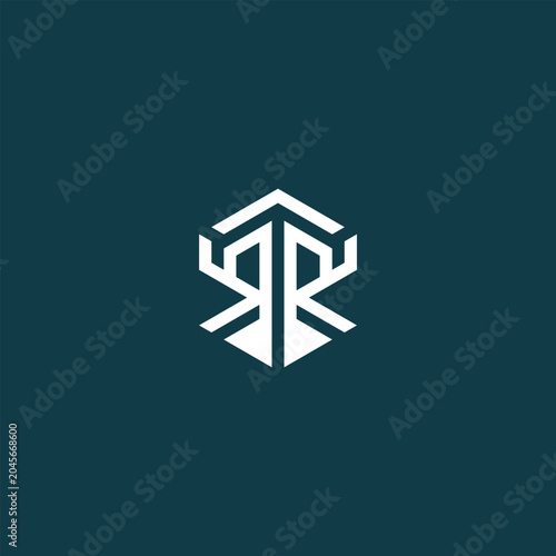 monogram minimalist abstract R logo on dark teal background