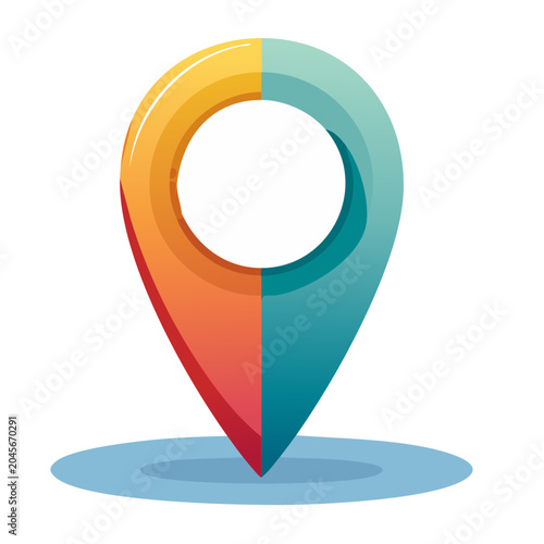 Colorful map pin icon with shadow