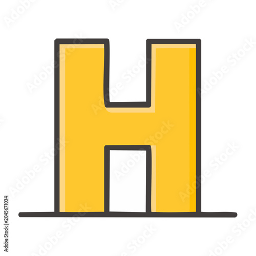 Yellow Letter H Icon