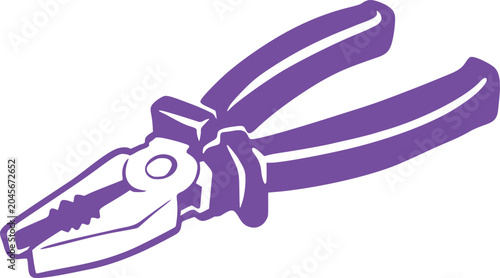 Photos Minimal purple line illustration of pliers with curved handles and gripping jaws