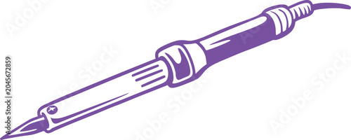 Slika na platnu Minimal purple line illustration of a soldering iron with pointed tip and cord,