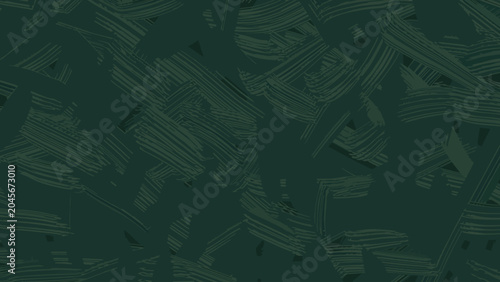 An artistic abstract background featuring a heavy, layered texture of crosshatched brush strokes in shades of deep forest green. This dark, textured canvas mimics an expressive oil painting or linocut