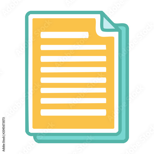 Flat design icon of a document with text