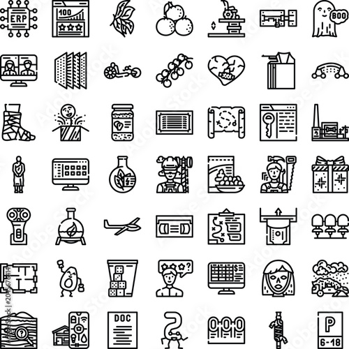 Fotografie Set of assorted outline icons depicting a wide range of subjects including techn