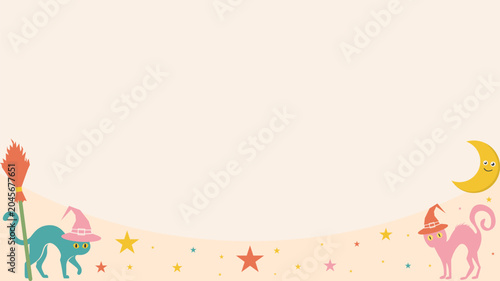 Cuadro en lienzo Horizontal Kitsch Alley Witches Bottom Border Vector