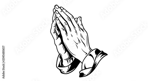 Hands praying isolated illustration for religious concepts and spirituality