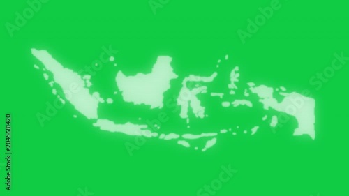 Indonesia VHS old screen effect map pop animation green background