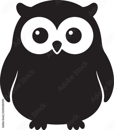 Tableau sur toile Cute Owl Silhouette Vector Icon