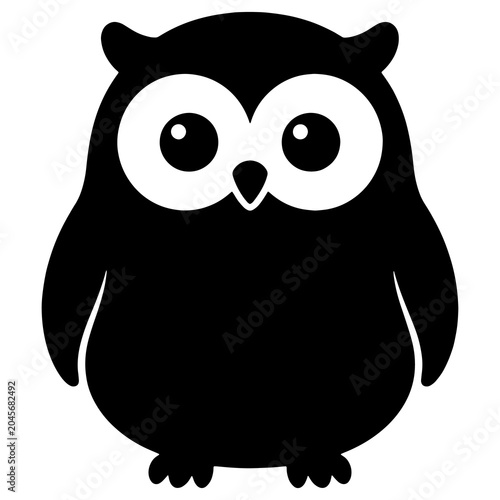 Canvas Print Cute Owl Silhouette Vector Icon