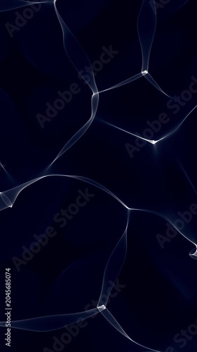 Dark abstract animated background featuring glowing white wispy lines, flowing fluid smoke waves, and ethereal energy fields for modern digital art, professional presentations, and motion graphics