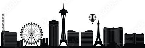 Canvastavla Las Vegas Nevada skyline silhouette cityscape vector featuring iconic urban landmarks and architectural skyline isolated for travel and tourism design