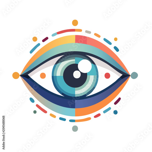 Abstract Eye Illustration with Geometric Shapes and Vibrant Colors