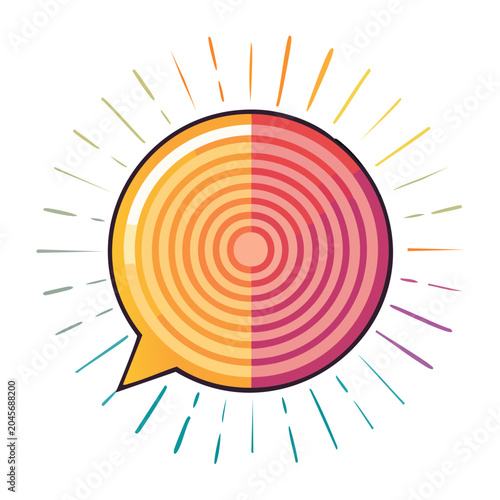 Colorful speech bubble with radiating lines
