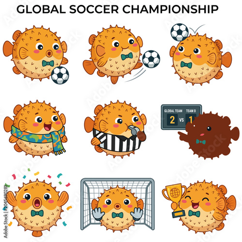 Blowfish Soccer Players Celebrating.