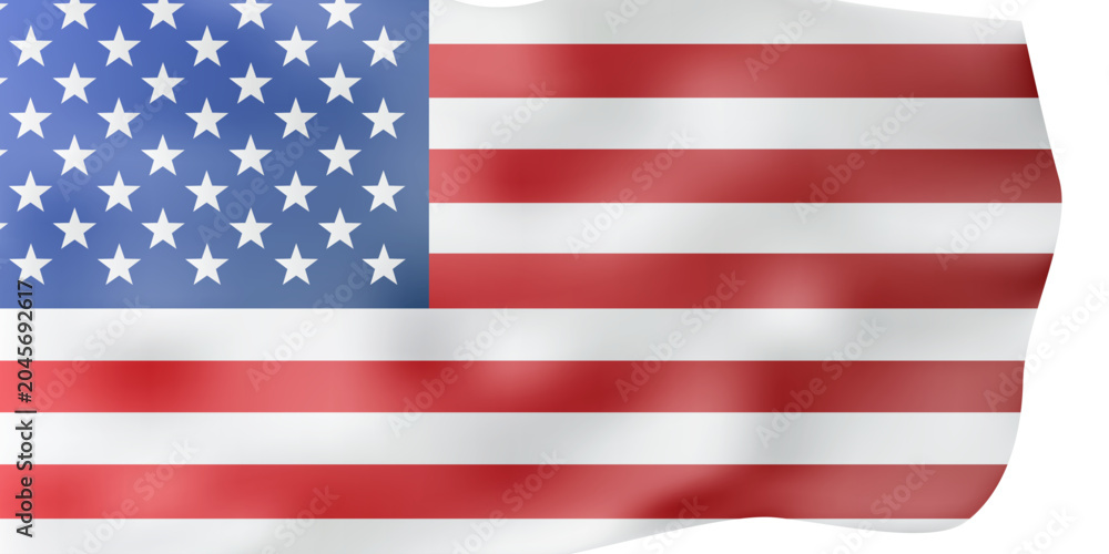 Obraz premium USA flag waving in wind with stars and stripes, perfect patriotic banner for American independence celebrations and memorial events