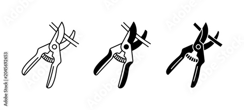 Foto Pruning Shears Icons, Garden Clippers Set, Tool Vector Graphics