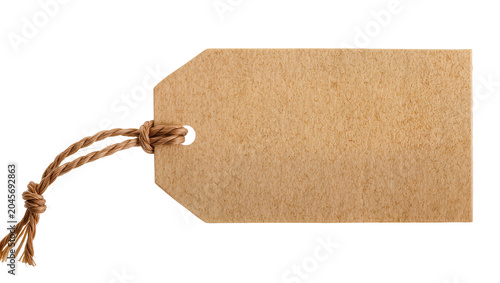 Kraft paper tag with twine string and knot