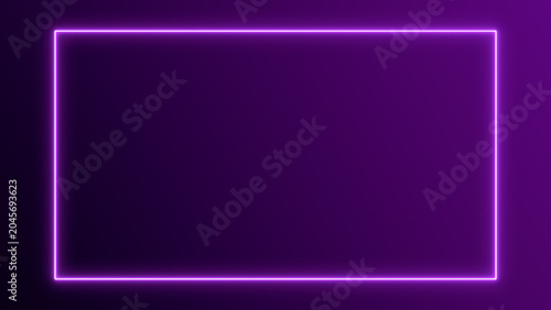 Tableau sur toile neon lights pink and purple border frame flicker on velvet ,abstract technology