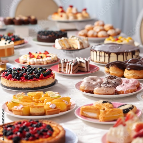 Bakery Display With Various Desserts and Pastries in a Cozy Setting