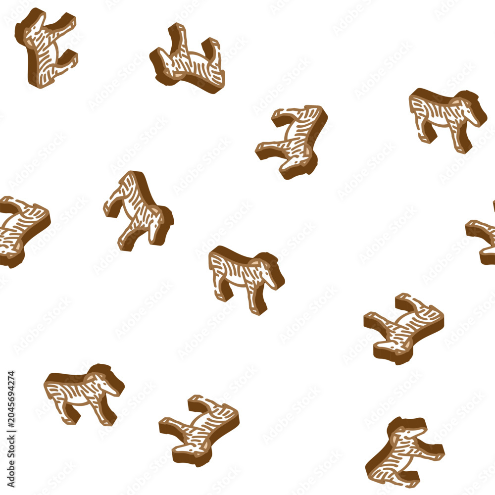 Fototapeta premium zebra animal isometric seamless pattern. zebra animal sign illustration