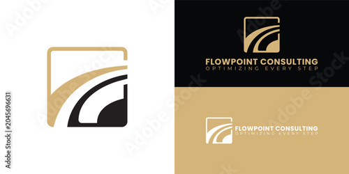 Slika na platnu A minimalist logo for a consulting firm featuring an abstract square frame with flowing curved bands
